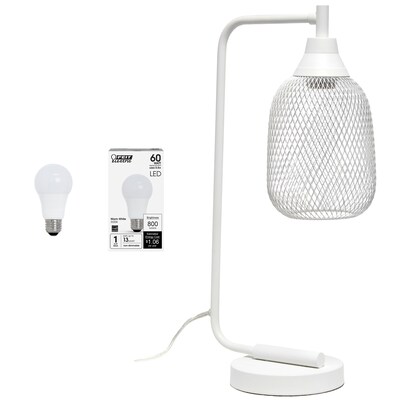 Elegant Designs LED Desk Lamp, 19", Matte White Metal (LD1060-WHT-LB)