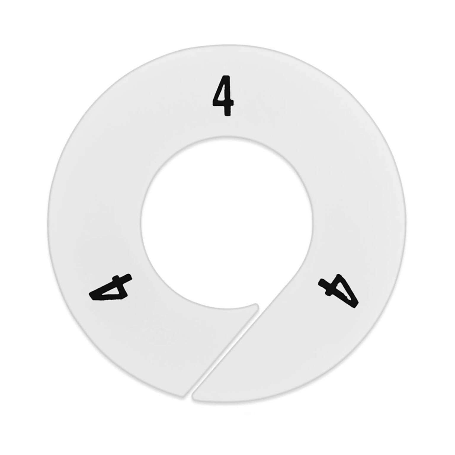 Nahanco Round Clothing Rack Size Divider, White with Black Print, Size 4 (CWB4)