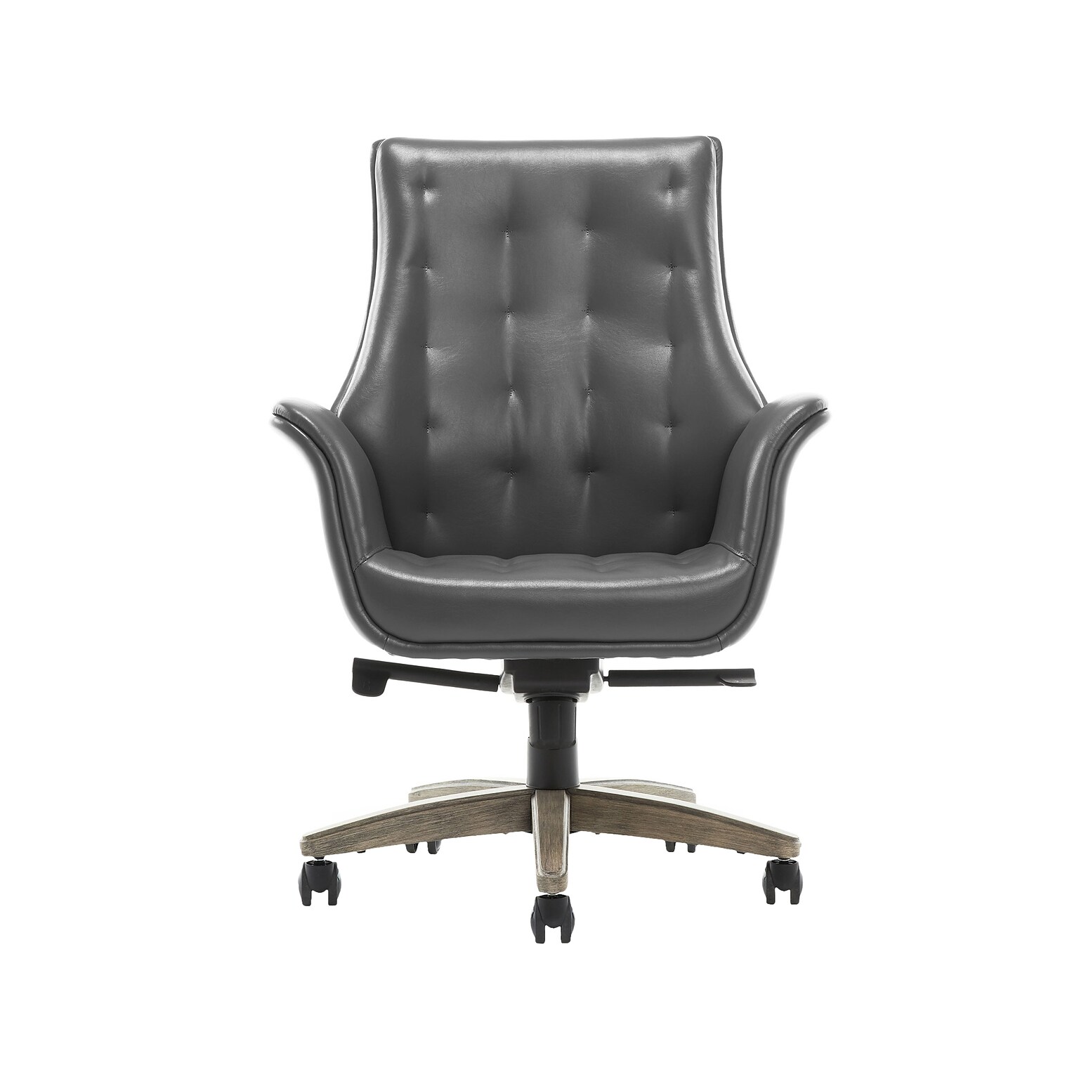 Thomasville Furniture Brooks Ergonomic Bonded Leather Swivel Executive Chair, Gray (51493-GRY)