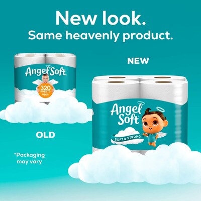 Angel Soft & Strong Mega Toilet Paper, 2-Ply, White, 320 Sheets/Roll, 48 Rolls/Pack (79403/50)