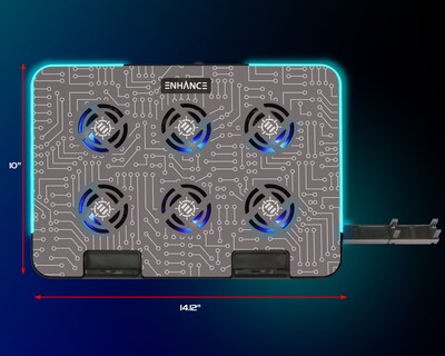 Enhance Voltaic 2 Adjustable Laptop Cooling Pad Stand with 6 Fans, 2 USB Ports, RGB Lighting (ENVOC62100CLWS)