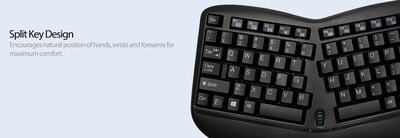 Adesso Tru-Form Wireless Ergonomic Keyboard and Optical Mouse Combo, Black (WKB-1150CB)