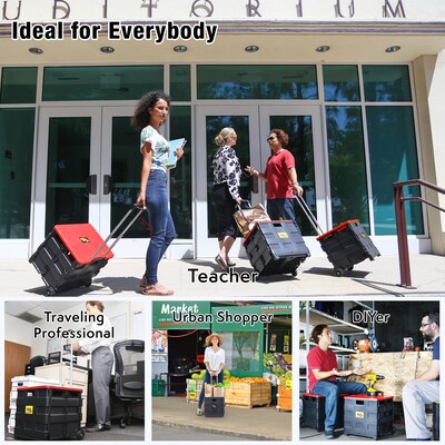 Dbest Original Quik Cart Collapsible Rolling Crate, Red (01-681MB)