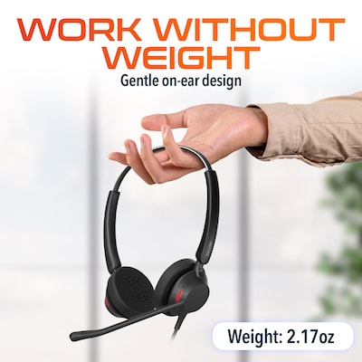 Delton 62Y MS Teams Noise-Canceling On-Ear Computer Headset with 3-Mics, USB Type-A & Type C, Black (DHS62Y)