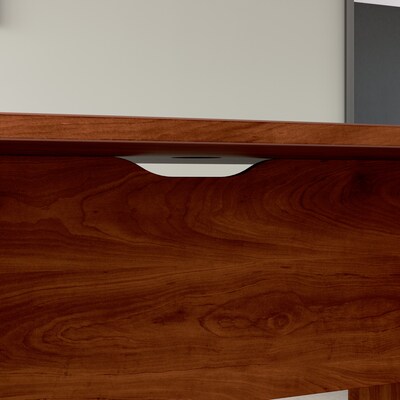 Bush Business Furniture 120W x 48D Boat Shaped Conference Table with Wood Base, Hansen Cherry (99TB12048HCK)