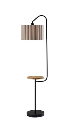 Adesso Caldwell 62H Black Floor Lamp with Beige Linen Shade (4229-01)