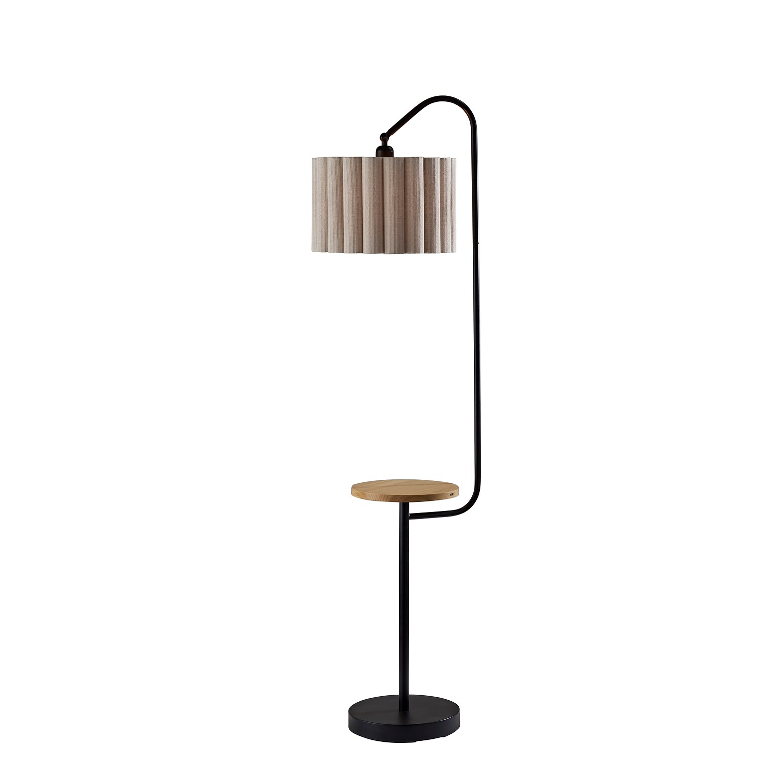Adesso Caldwell 62H Black Floor Lamp with Beige Linen Shade (4229-01)