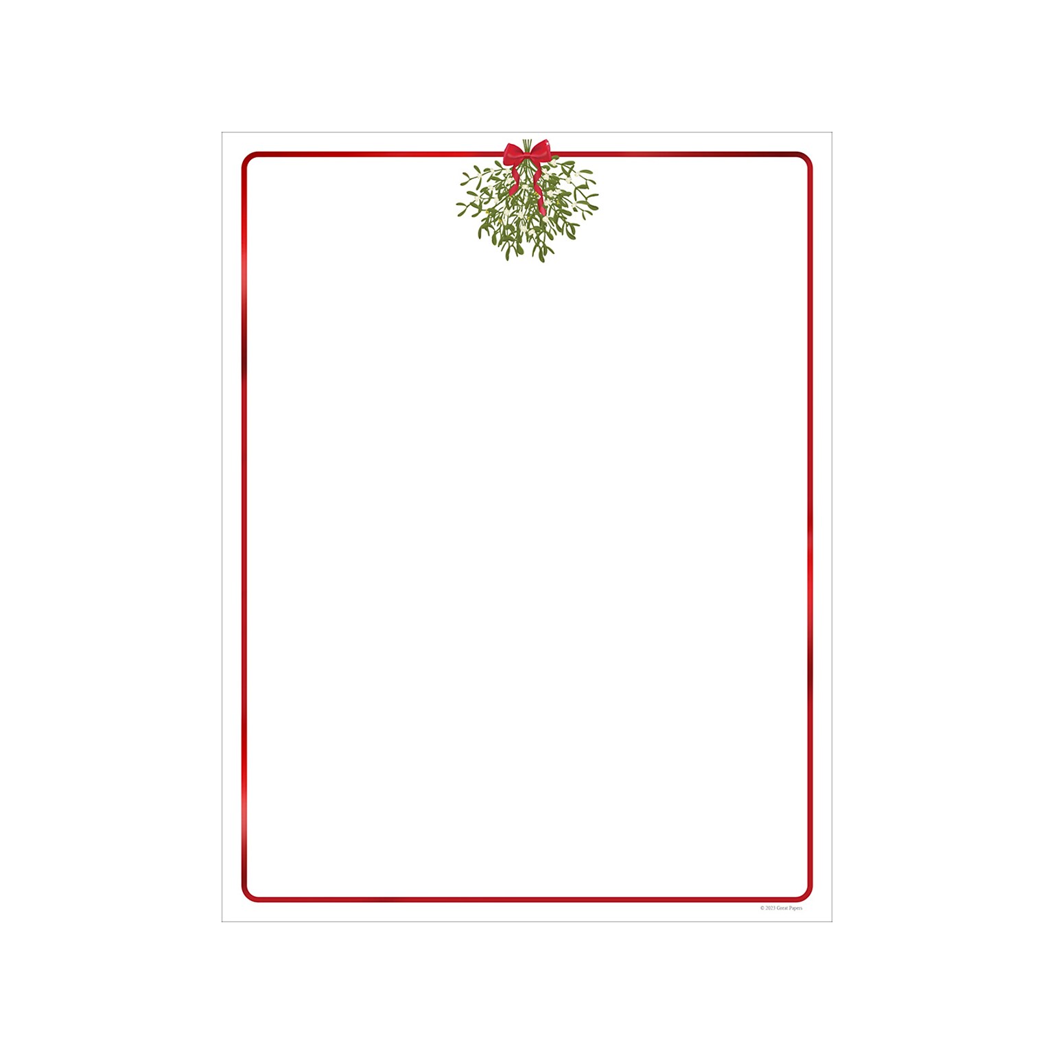 Great Papers Hanging Mistletoe Seasonal Letterhead, Multicolor, 25/Pack (2023045)