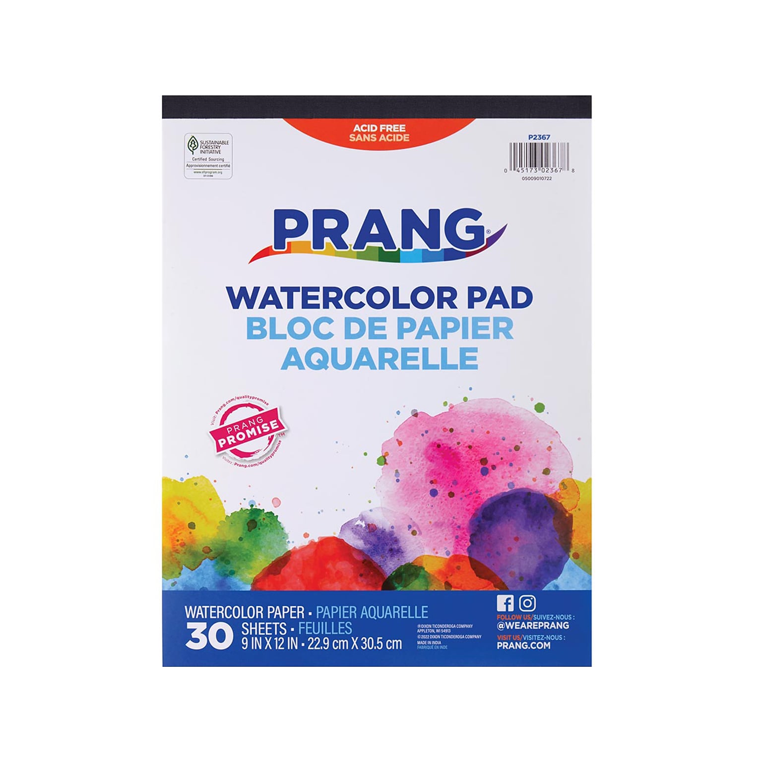 Prang Watercolor Pad, 9 x 12, White, 30/Sheets (P2367)