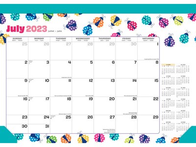 2023-2024 BrownTrout Ladybug Party 15.5 x 11 Academic & Calendar Monthly Desk Pad Calendar (978197