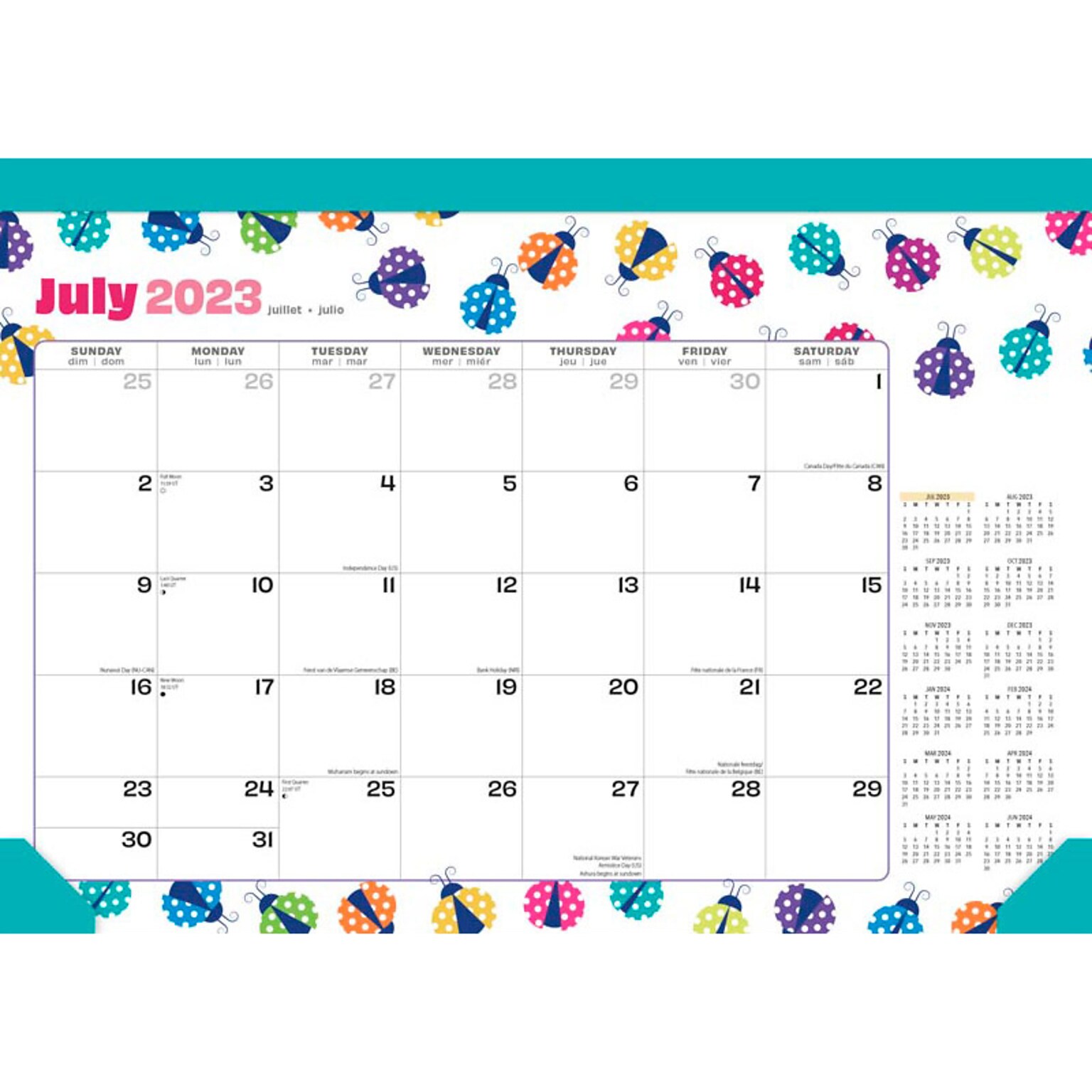 2023-2024 BrownTrout Ladybug Party 15.5 x 11 Academic & Calendar Monthly Desk Pad Calendar (9781975471996)