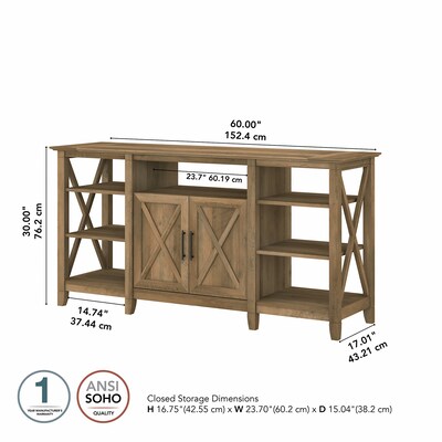 Bush Furniture Key West Console TV Stand, Screens up to 65", Reclaimed Pine (KWV160RCP-03)