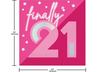 Creative Converting 21st Birthday Plates and Napkins Kit, Hot Pink (DTC9122E2I)