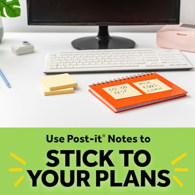 Post-it Greener Recycled Notes, 4" x 6", Canary Collection, Lined, 100 Sheet/Pad, 12 Pads/Pack (660RPYW)