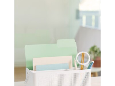 U Brands The Perforated Collection 4-Compartment Metal Desk Storage, White (5720U01-06)
