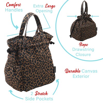 Brentwood Leopard Insulated Canvas Lunch Tote Cooler Bag, 2-Compartment, Leopard Brown (BTWCB2025LBR)
