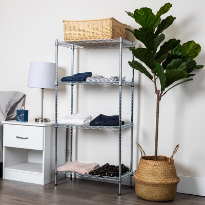 Mind Reader Alloy Collection 4 Tier Adjustable Storage Shelves, 11.75W, Silver (4TSHELVU-SIL)