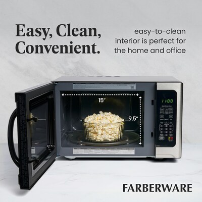 Farberware Professional 1.2 Cu. Ft. Countertop Microwave, Stainless Steel/Black (FMO12AHTBKE)