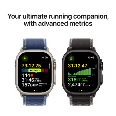 Apple Watch Ultra 3 GPS + Cellular Smartwatch, 49mm, Black Titanium Case, Black/Charcoal Trail Loop, Medium/Large (MF1H4LW/A)