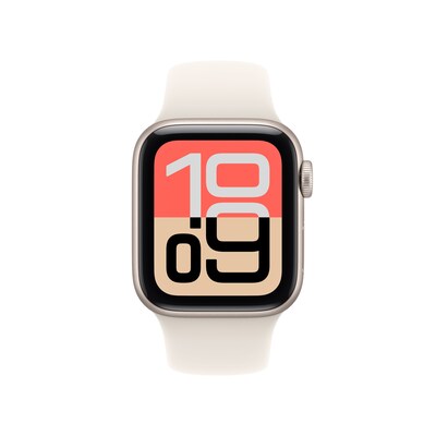 Apple Watch SE 3 GPS Smartwatch, 40mm, Starlight Aluminum Case with Starlight Sport Band, Medium/Large (MEH54LW/A)