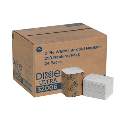 Dixie Ultra Interfold 2-Ply Napkin Dispenser Refill by GP PRO, White, 250 Napkins /Pack, 24/Carton (32006)