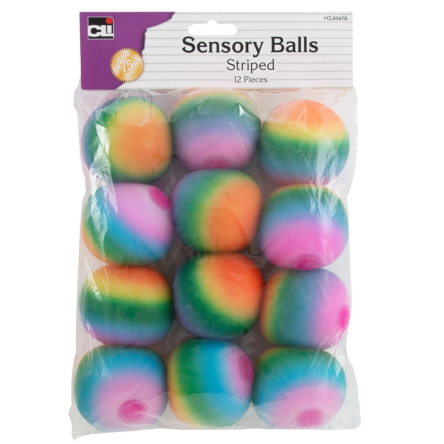 Charles Leonard Sensory Balls, Multicolored, 12/Pack (AVTCL95678)
