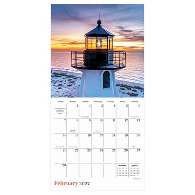 2027 TF Publishing Lighthouses 7" x 7" Monthly Wall Calendar, Multicolored (27-2003)