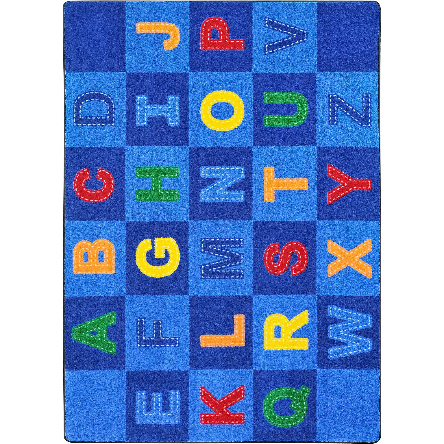 Joy Carpets Patchwork Letters Nylon 54 x 78 Machine Tufted Rug, Multicolored (1953C)