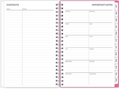 2025 Blue Sky Orchid 5" x 8" Weekly & Monthly Planner, Plastic Cover, White/Pink (142084-25)