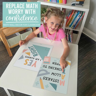 Hadley Designs 11" x 14" Boho Math Bulletin Board Classroom Decor Posters, 6/Set (HDDX004BEB10P)
