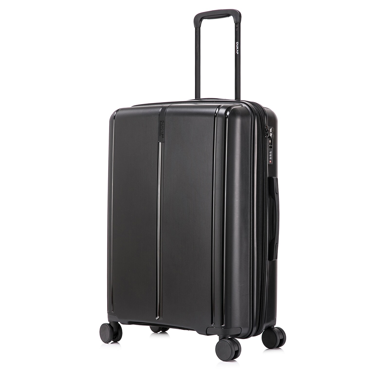 DUKAP Airley 25.79 Hardside Suitcase, 4-Wheeled Spinner, TSA Checkpoint Friendly, Black (DKAIR00M-BLK)