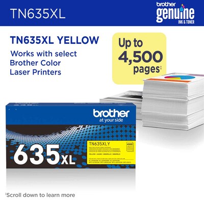Brother Genuine TN635XL High Yield Yellow Toner Cartridge (TN635XLY)