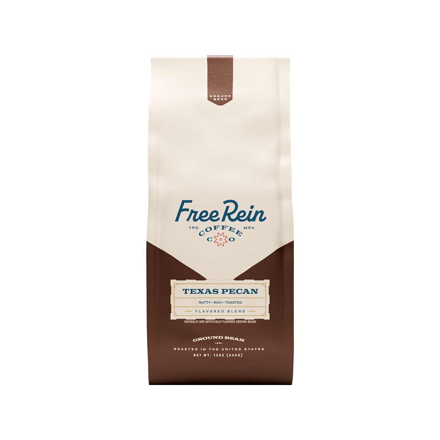 Free Rein Texas Pecan Ground Coffee Packet, Medium Roast, 12 oz. (810138360194)