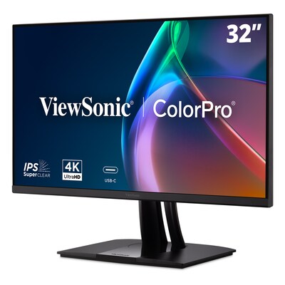 ViewSonic 32 4K UHD 60Hz LCD Monitor with 100W USB-C, 100% sRGB, Advanced Ergonomics, Black (VP3256A-4K)