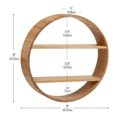 Mind Reader 2-Shelf Wall Decor Circular Floating Shelves, Brown (WWALLCIR-BRN)