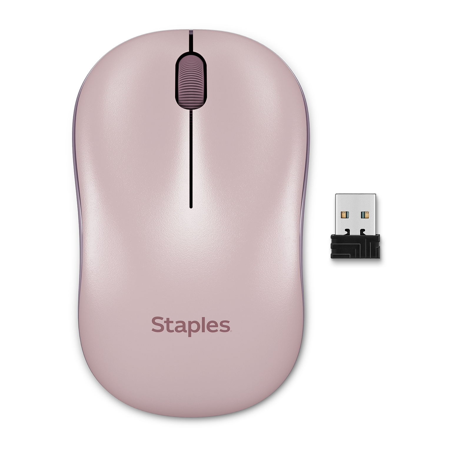 Staples TECH Wireless Ambidextrous Optical USB Mouse, Pink (ST63065)