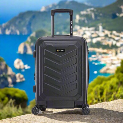 US Army FOX PRO 20" Hardside Carry-On Suitcase, 4-Wheeled Spinner, TSA Checkpoint Friendly, Black (USLFPRO00S-BLK)