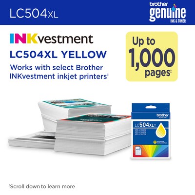 Brother LC504XL Yellow High Yield Ink Cartridge (LC504XLYS)