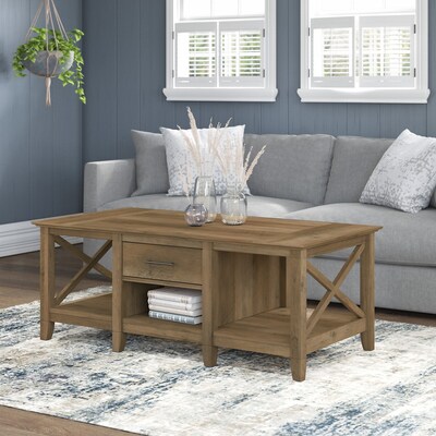 Bush Furniture Key West 47 x 24 Coffee Table, Reclaimed Pine (KWT148RCP-03)