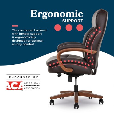 La-Z-Boy Colston Ergonomic Vegan Leather Swivel Executive Chair, Dark Brown (60120-DBRN)