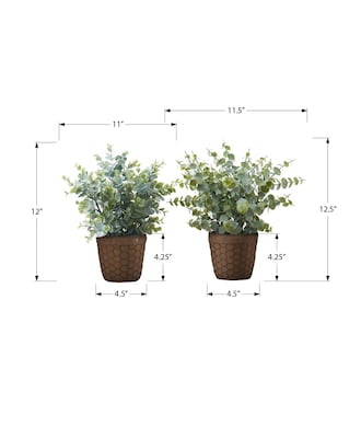 Monarch Specialties Inc. 13" Artificial Eucalyptus Grass Plant in Pot, 2/Set (I 9560)