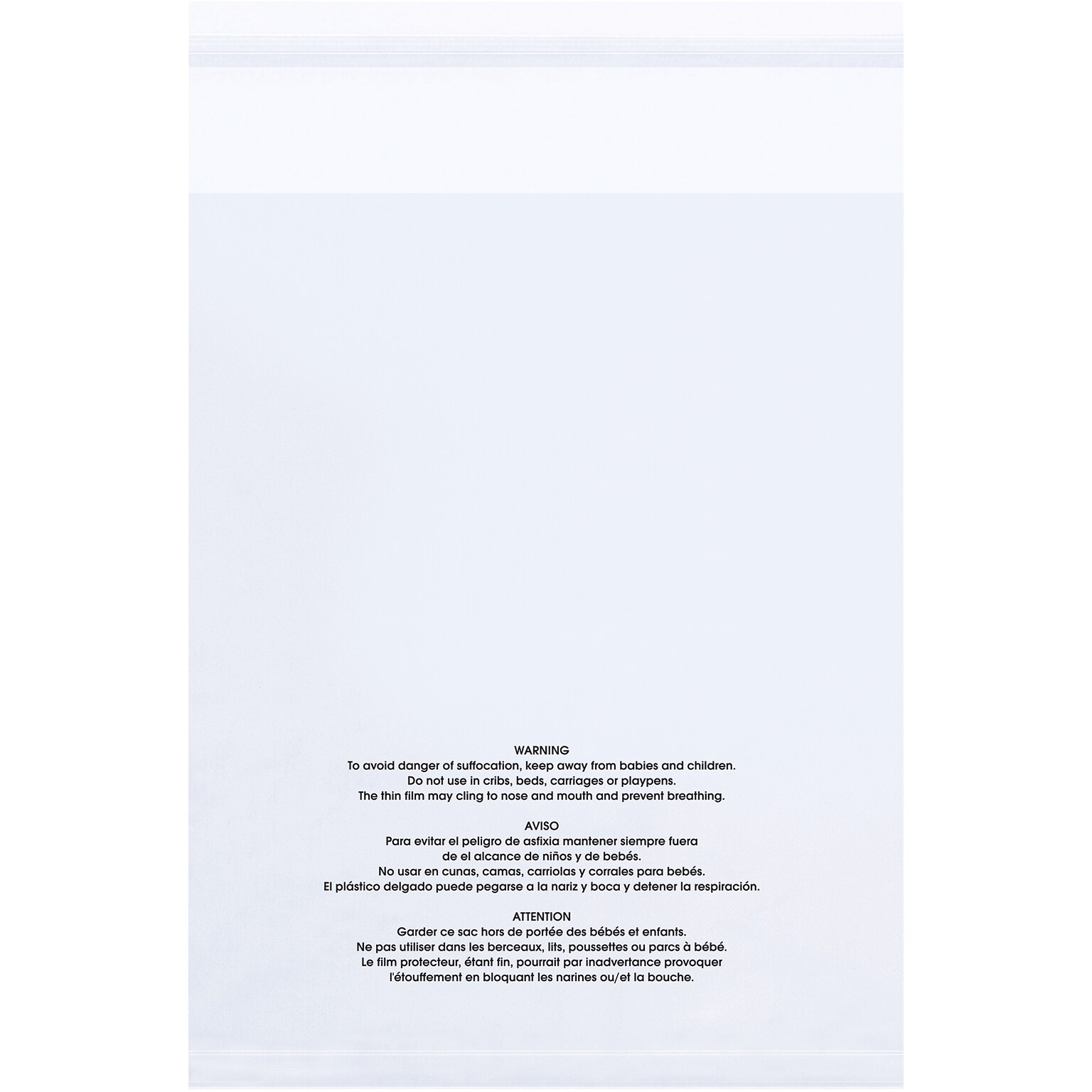 16 x 20 Lip & Tape Reclosable Suffocation Warning Poly Bags, 1.5 Mil, Clear, 500/Carton (PMR162015)