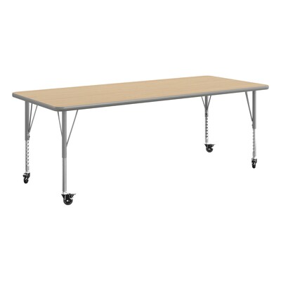 Flash Furniture Wren Rectangular Activity Table, 72 x 30, Height Adjustable, Light Natural Top/Silver Frame (XUA3072RECLNTPC)