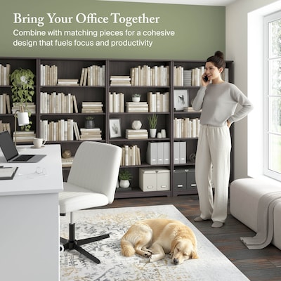 Bush Furniture Cabot 66" 5-Shelf Bookcase with Adjustable Shelves, Heather Gray (WC31766)