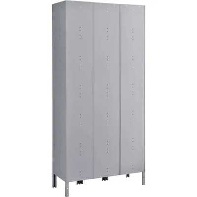 Global Industrial Infinity 3-Tier 9-Door Locker, 36"W x 15"D x 78"H, Gray (493424GY)