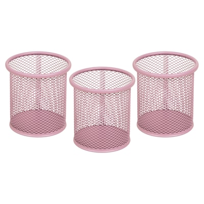 Staples Metal Mesh Pen Cups and Desk Organizers, Dusty Pink, 3/Set (ST63821)