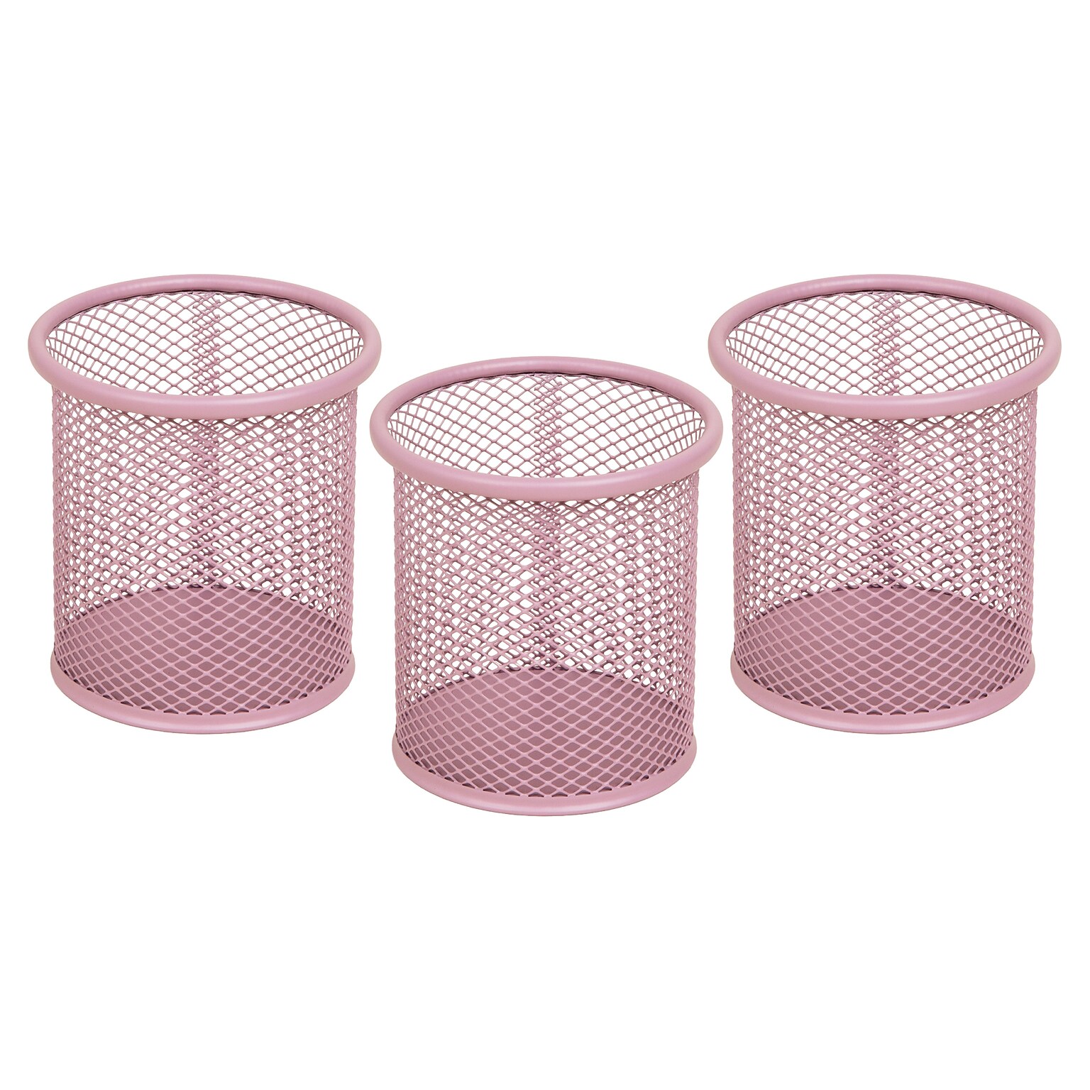 Staples Metal Mesh Pen Cups and Desk Organizers, Dusty Pink, 3/Set (ST63821)