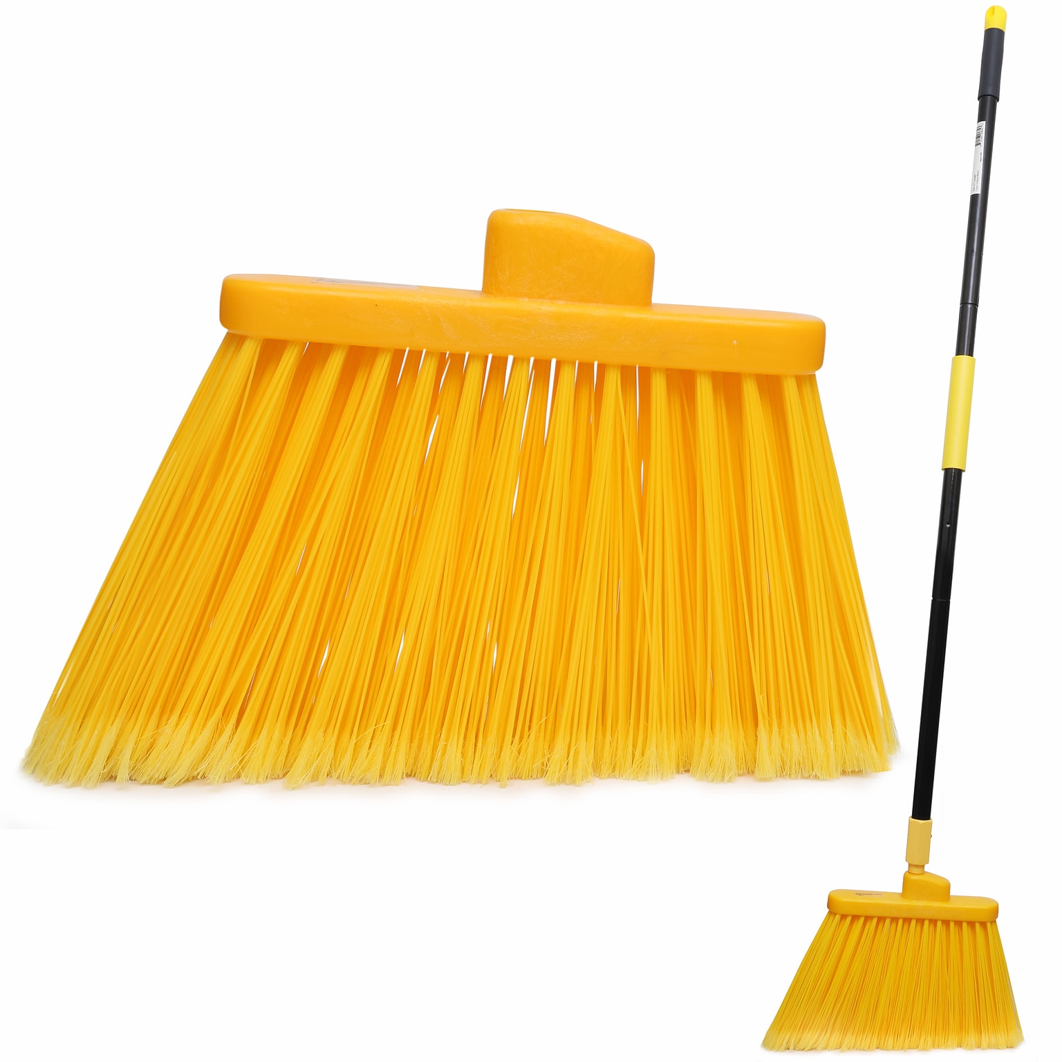 BISON LIFE Indoor/Outdoor 13 Polypropylene Bristle Flagged Angled Broom, Yellow/Black (BPHD-KIT-ANBR-EXH-1)