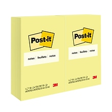 Post-it Notes, 4 x 6, Canary Collection, 100 Sheet/Pad, 12 Pads/Pack (659-YW)