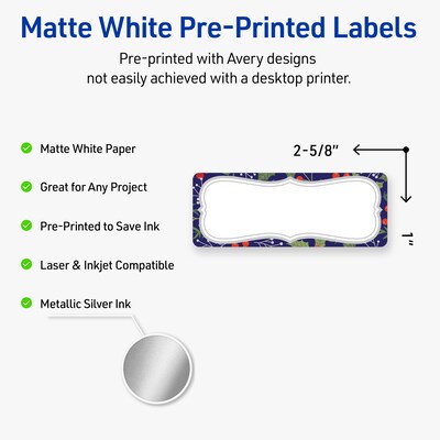 Avery Rectangle Multipurpose Labels, 1 x 2-5/8, White, 160/Pack (19479370624)